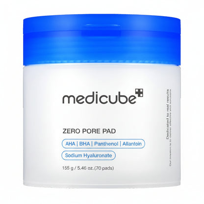 medicube Toner Pads Zero Pore Pad 2.0 | Dual-Textured Facial Pad for Exfoliation and Pore Care with 4.5% AHA Lactic Acid, 0.45% BHA Salicylic Acid | Ideal for All, Korean Skin Care, 70 Pads (1 Pack)